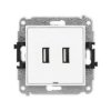 MINI Mechanizm gniazda podwójnego 2xUSB A-A 2.0, bez pola opisowego biały mat 25MGUSBBO-2 KARLIK