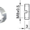 Round nut, M8x0.5, H 3 mm, outer Ø 10 mm, nickel, 23.5110