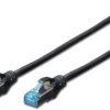 Patch cable, RJ45 plug, straight to RJ45 plug, straight, Cat 5e, SF/UTP, PVC, 0.5 m, black, DK-1532-005/BL