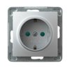IMPRESJA Gniazdo pojedyncze z uziemieniem schuko z przesłonami torów prądowych srebro GP-1YSP/m/18 OSPEL