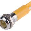 Lampka kontrolna do montażu panelowego 230V ac, Żółta 12mm LED Chrom RS PRO