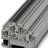 Double-level spring-cage terminal, spring balancer connection, 0.08-1.5 mm², 4 pole, 17.5 A, 6 kV, gray, 3031526
