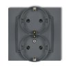 MINI Gniazdo podwójne z uziemieniem SCHUKO 2x(2P+Z) (bez przesłon torów prądowych) grafitowy mat 28MGP-2s