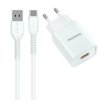 KABEL USB 1XUSB+TYPE C QC 3.0 WHITE