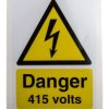 Etykieta bezpieczeństwa Czarny/biały/żółty opis Niebezpieczeństwo elektryczne tekst Danger 415 Volts