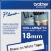 TZE-N241 Unlaminated labelling tape, black on white, 18 mm