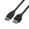 ROLINE USB 2.0 Kabel, type A-A, M/F, zwart, 0,8 m