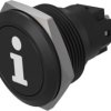 Vandal-proof pushbutton, black, unlit , mounting Ø 22 mm, IP65/IP67, 82-6951.1000.B004