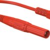 Measuring lead with (test probe, straight) to (4 mm plug, spring-loaded, angled), 1 m, red, silicone, 1.0 mm², CAT II, 66.9007-1