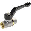 Ball valve, L 50 mm, 40 bar, brass, nickel-plated, for pipe systems, 103125