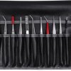 ESD IC tweezers kit (12 tweezers), insulated, antimagnetic, steel/plastic, 300 mm, 5-100