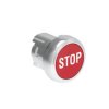 Metalowy przycisk fi22mm kryty samoczynny powrót z symbolem STOP Czerwony LPSB1134