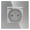 Gniazdo elektryczne IP44 z klapką - szklana ramka - szare - Tawoia Glass