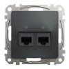 SEDNA DESIGN & ELEMENTS Gniazdo komputerowe 2xRJ45 kat.5e UTP czarny antracyt SDD114452 SCHNEIDER ELECTRIC