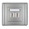 Flexi Gniazdo Podwójne 2Xusb-Aa 3.0 Srebrny Metalik 7Fgusb-6