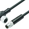 Sensor actuator cable, cable plug, straight to cable socket, straight, 3 pole, 2 m, PUR, black, 4 A, 77 3434 3405 50003-0200