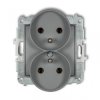 ICON Mechanizm gniazda podwójnego do ramki z uziemieniem 2x(2P+Z) (bez przesłon torów prądowych) szary mat 27IGPR-2z