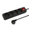 Przedłużacz sieciowy czarny z wyłącznikiem 4x gniazdo 3m (3x1,5) PR-470WSP