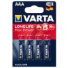 4x bateria R-03 R03 AAA 1,5V alkaliczne Varta Longlife Max Power