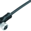 Sensor actuator cable, M12-cable socket, angled to open end, 3 pole, 2 m, PUR, black, 4 A, 77 3534 0000 50703-0200