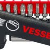Zestaw końcówek do wkrętaka Phillips, Pozidriv, Torx l. elementów: 11 rozmiar: 1/4 in Wskazówki z magnetyzerem Vessel