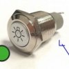 Przycisk chwilowy 16mm płaski zielona ŻARÓWKA 2A