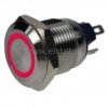 Przycisk wandal chwil.12mm nikiel, LED czerw.12V