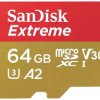 SanDisk Extreme microSDXC 64 GB Class 10, UHS-I, v30 Video Speed Class odporny na wstrząsy, wodoszczelny