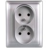 Kos66 Gniazdo Podwójne Z/U Kompletne Aluminium 664036