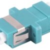 Fiber optic connector, LC socket to LC socket, OM3, multimode, ceramic, turquoise, BS07-60012