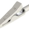 Miniature alligator clip, white, max. 4 mm, L 41.5 mm, CAT O, socket 2 mm, 930317807