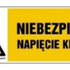 ZNAK - HB014 Niebezpieczne napięcie krokowe 45 x 15 cm FN - Folia samoprzylepna