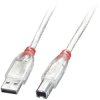 LINDY 41751 USB cable USB 2.0 USB-A plug, USB-B plug 0.50 m Transparent