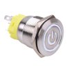 White LED On-On Latching 19mm Vandal Push Button Switch SPDT Power Symbol