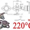 Termostat bimetaliczny 250VAC 10A 220°C poziomy NO