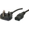Power cord, UK, plug type G, angled on C13 socket, straight, H05VV-F3G1.0 mm², black, 2.5 m, BS13/13-H05VVF3G100-C13/2,50M SW900