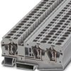 Through terminal block, spring balancer connection, 0.2-10 mm², 3 pole, 41 A, 8 kV, gray, 3036466