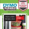 1978366 DYMO D1 vinyl tape 12 mm, white/red