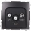 Simon Basic Gniazdo antenowe podwójne końcowe RTV/SAT/SAT-RTV grafit matowy BMZAR+SAT3.1-P2.01/28