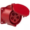 Gniazdo siłowe z klapką [5p] 32A 400V tablicowe proste IP44 70x70mm TWIST PCE do obudowy czerwone