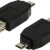 USB to micro USB adapter, USB-A female, Micro-USB 2.0 male, 480 Mbit/s