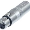 Adapter, XLR socket 3 pole to XLR plug 3 pole, silver, NA3FM
