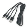 Przewód 3w1 USB typ A - microUSB, USB typ C, Lightning - czarny, materiałowy oplot - 1,2m - KK21I