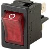 Rocker switch, red, 2 pole, On-Off, off switch, 4 (1) A/250 VAC, IP40, illuminated, printed, 1855.1102