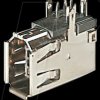 Firewire plug, angled, vertical. PCB mounting.