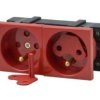 Gniazdo zasilające podwójne czerwone z kluczem 45x90