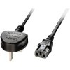 Lindy 30434 3m UK 3 Pin Plug To IEC C13 Mains Power Cable, Black