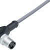 Sensor actuator cable, M12-cable plug, angled to open end, 3 pole, 2 m, PVC, gray, 4 A, 77 3427 0000 20003-0200