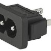 Panel plug C8, 2 pole, snap-in, plug-in connector 6.3 x 0.8, black, 6160.0069