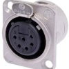 XLR panel socket, 6 pole, silver-plated, 1.0 mm², AWG 18, metal, NC6FD-L-1